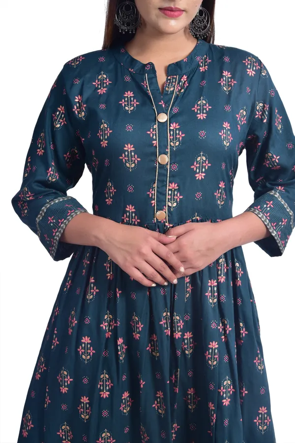 Blue_Viscose_Rayon_Flared_Kurta_For_Women
