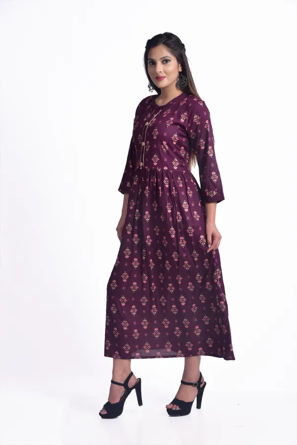 Purple_Viscose_Rayon_Flared_Kurta_For_Women