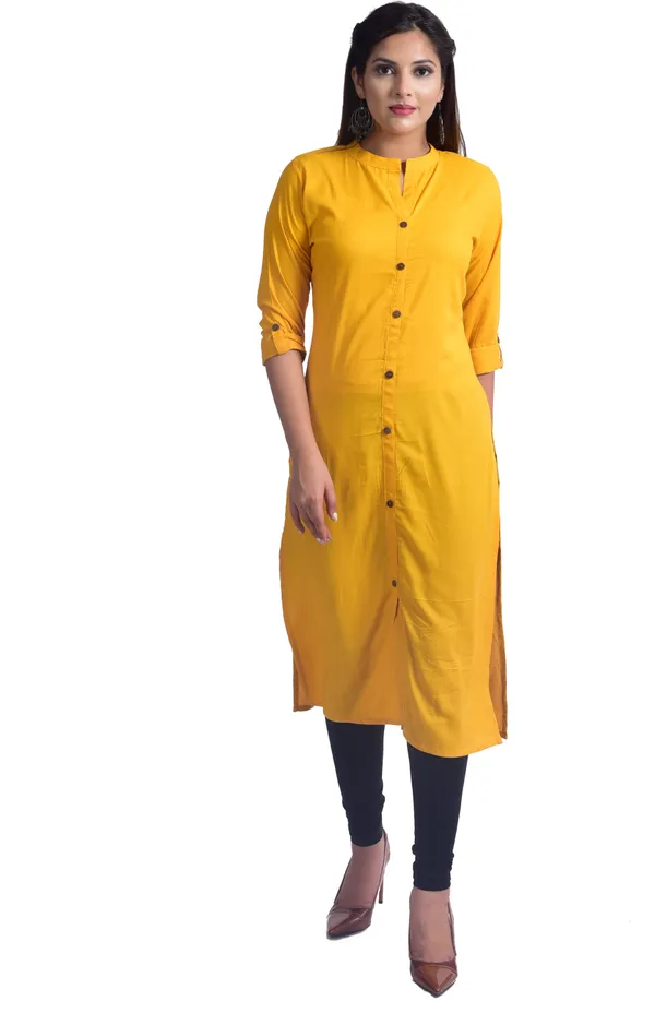 Yellow_Viscose_Rayon_Straight_Kurta_For_Women