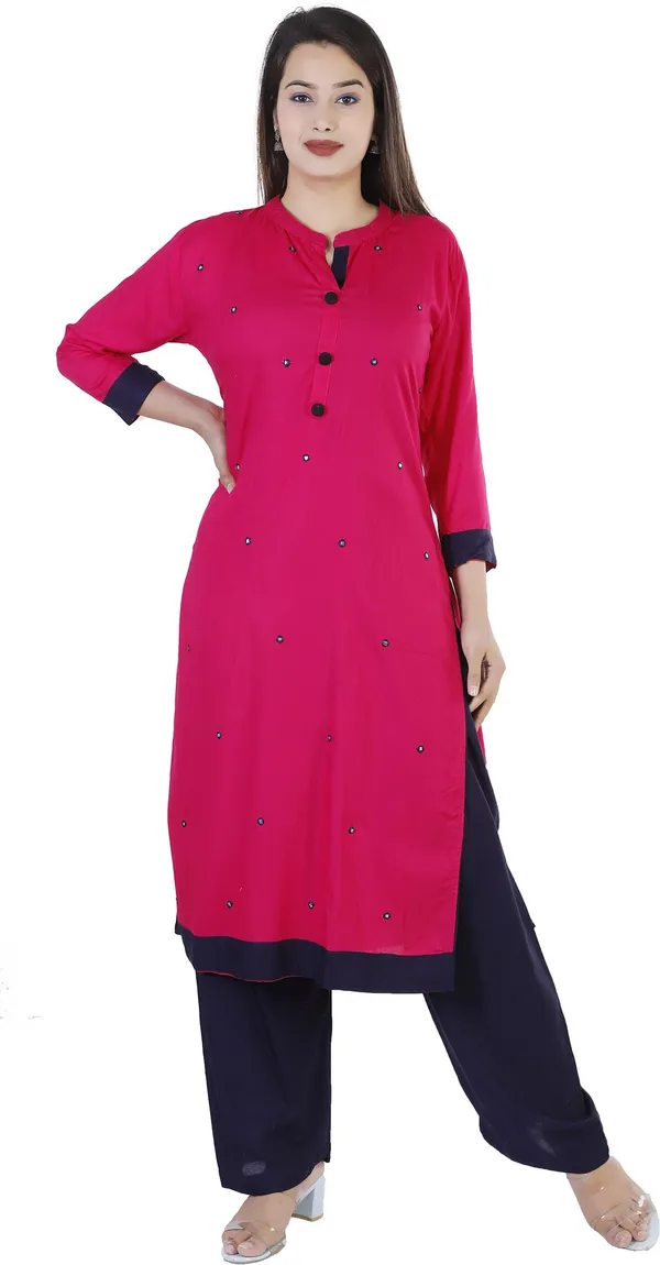 Pink_Viscose_Rayon_Straight_Kurta_For_Women