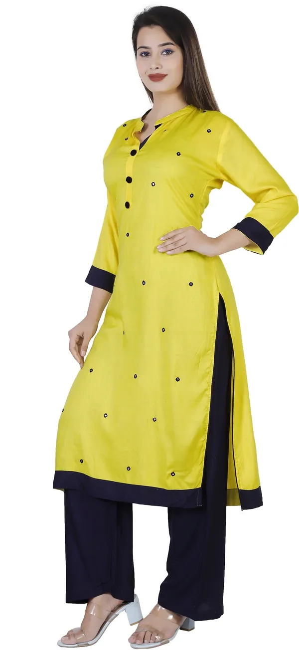 Yellow_Viscose_Rayon_Straight_Kurta_For_Women