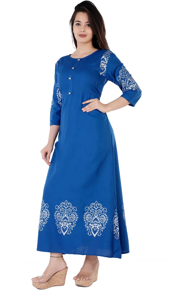 Blue_Viscose_Rayon_Flared_Kurta_For_Women