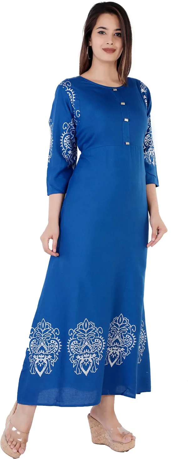 Blue_Viscose_Rayon_Flared_Kurta_For_Women