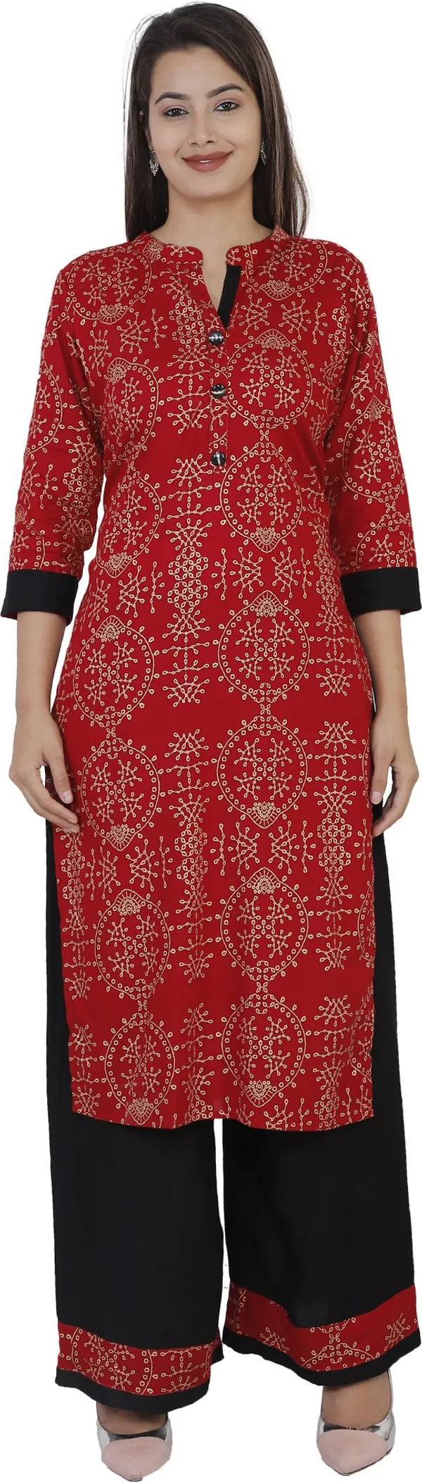 Maroon_Viscose_Rayon_Printed_Kurta_&_Palazzo_For_Women