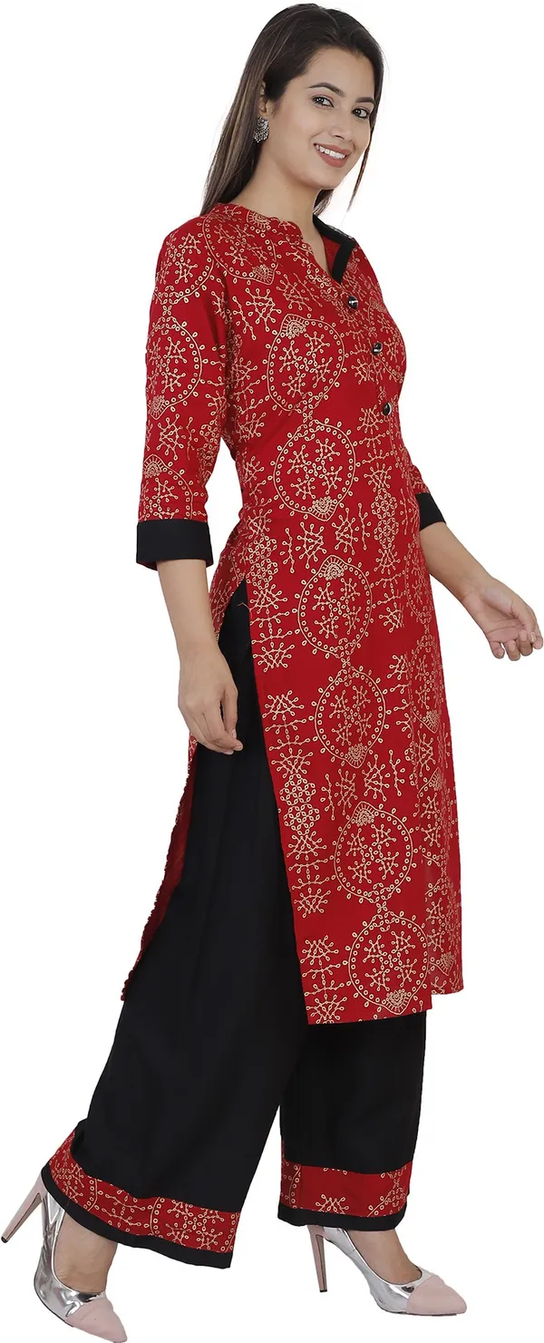 Maroon_Viscose_Rayon_Printed_Kurta_&_Palazzo_For_Women