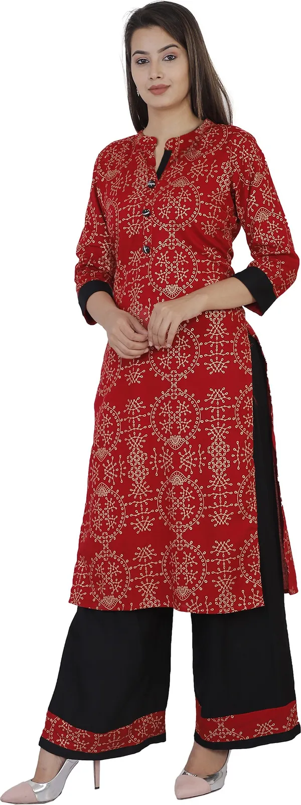 Maroon_Viscose_Rayon_Printed_Kurta_&_Palazzo_For_Women