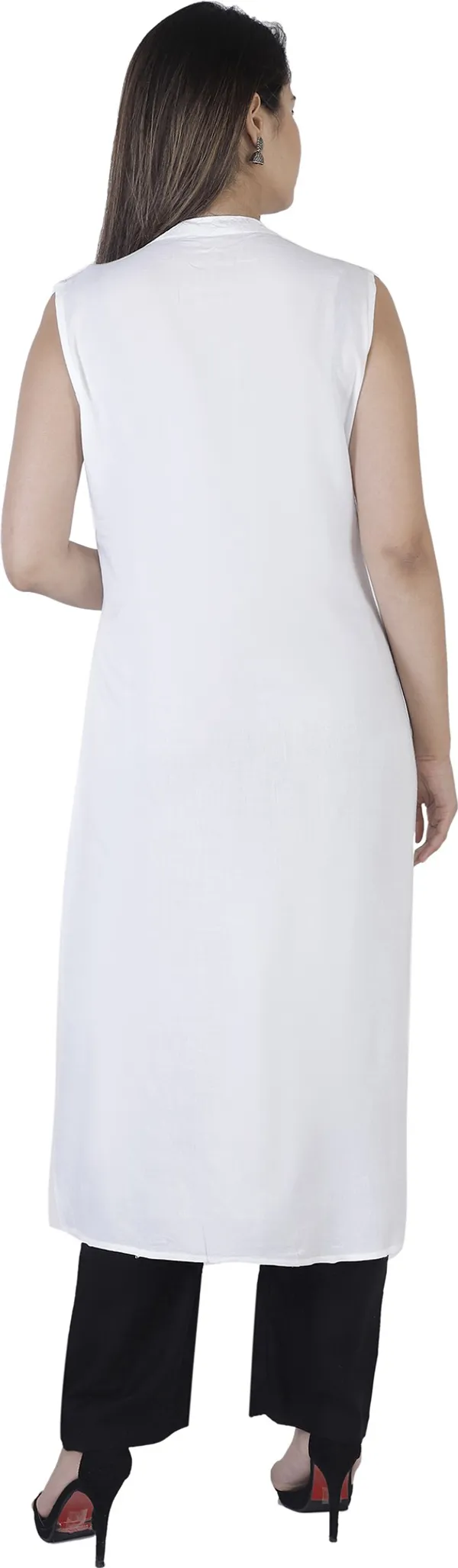 White_&_Black_Viscose_Rayon_Solid_Kurta_&_Palazzo_For_Women