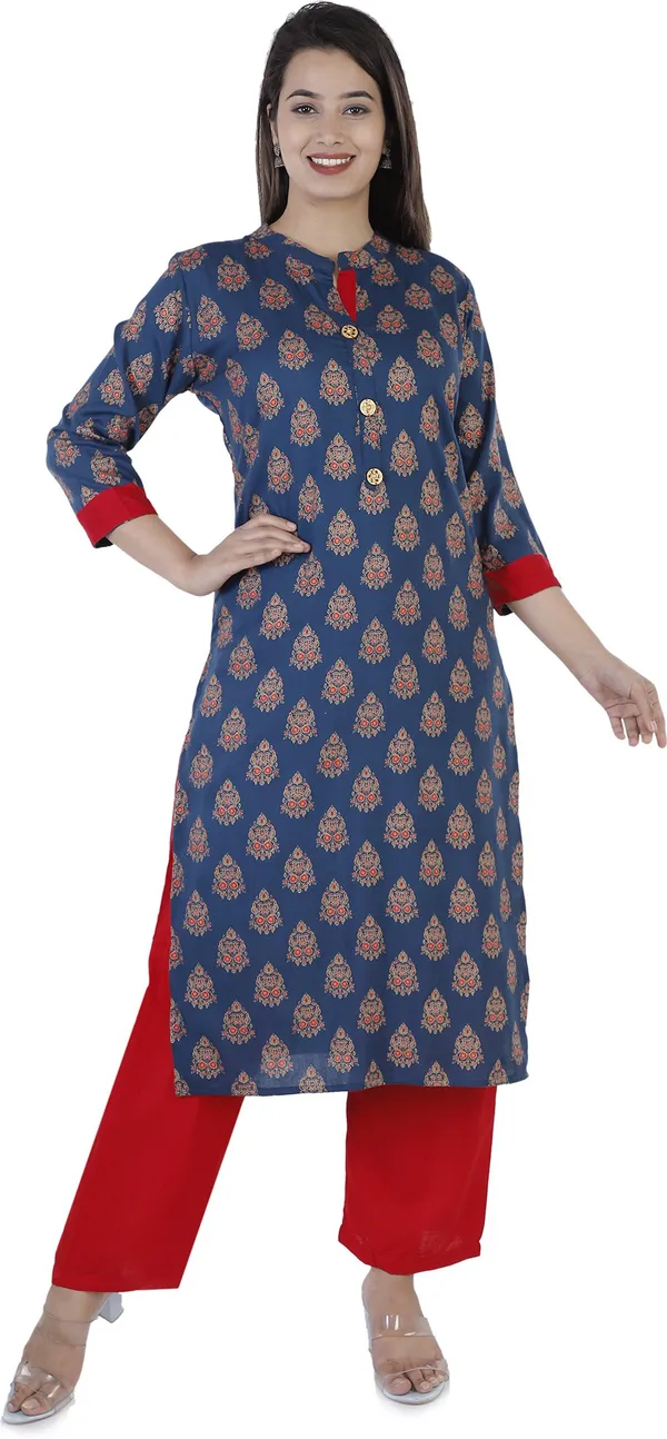 Blue_&_Red_Viscose_Rayon_Printed_Solid_Kurta_&_Palazzo_For_Women