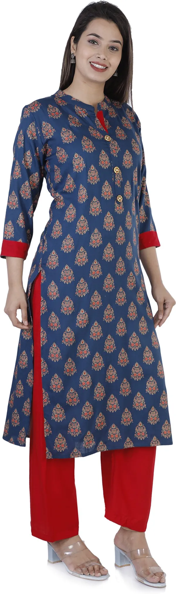 Blue_&_Red_Viscose_Rayon_Printed_Solid_Kurta_&_Palazzo_For_Women