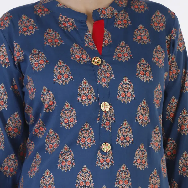 Blue_&_Red_Viscose_Rayon_Printed_Solid_Kurta_&_Palazzo_For_Women