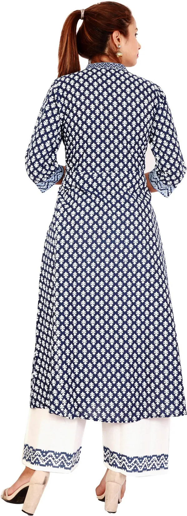 Dark_Blue_&_White_Cotton_Blend_Printed_Kurta_&_Palazzo_For_Women