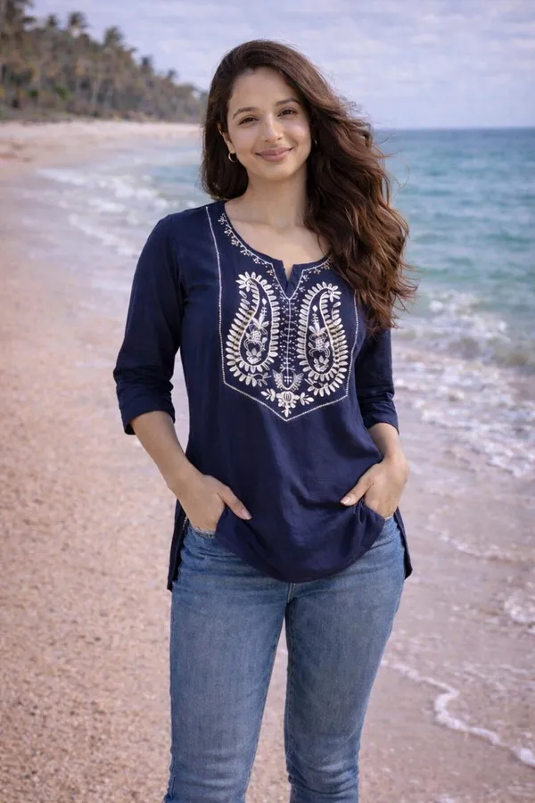 Women_Trendy_Flower_Emriodered_Cotton_Blue_Top_(Wear_With_Jeans)