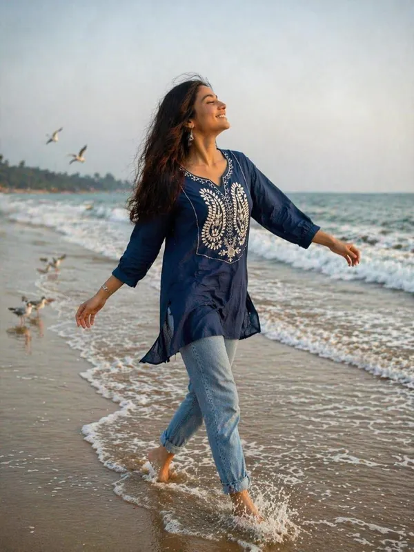 Women_Trendy_Flower_Emriodered_Cotton_Blue_Top_(Wear_With_Jeans)