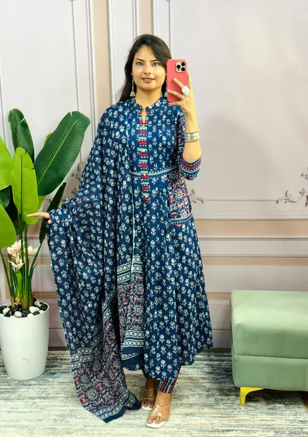 Women_Fully_Flared_Anarkali_Cotton_Floral_Printed_Blue_Kurta_and_Pant_With_Dupatta