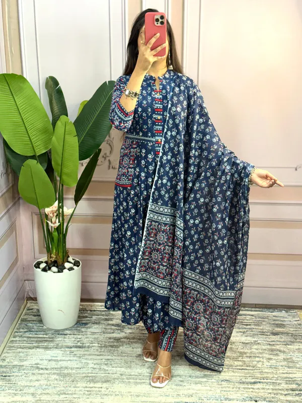 Women_Fully_Flared_Anarkali_Cotton_Floral_Printed_Blue_Kurta_and_Pant_With_Dupatta