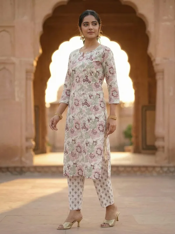 Women_Trendy_Flower_Printed_Cotton_Multicolor_Kurta_With_Pant