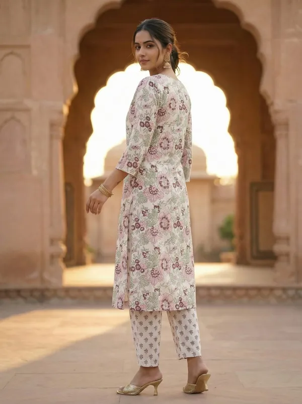 Women_Trendy_Flower_Printed_Cotton_Multicolor_Kurta_With_Pant