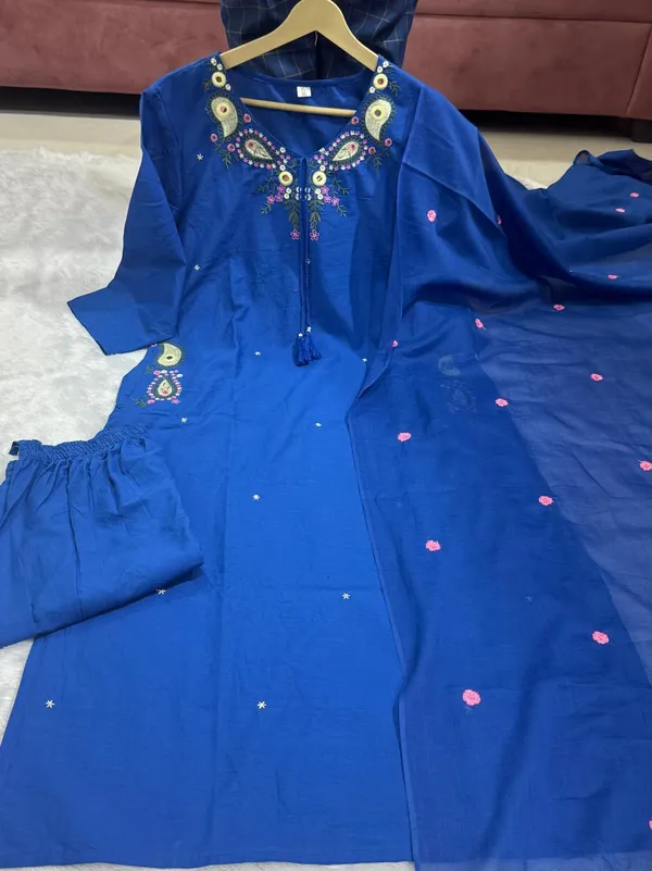 Women_Trendy_Straight_Mirror_and_Floral_Embriodered_Worked_Blue_Cotton_Kurta_With_Pant_and_Dupatta