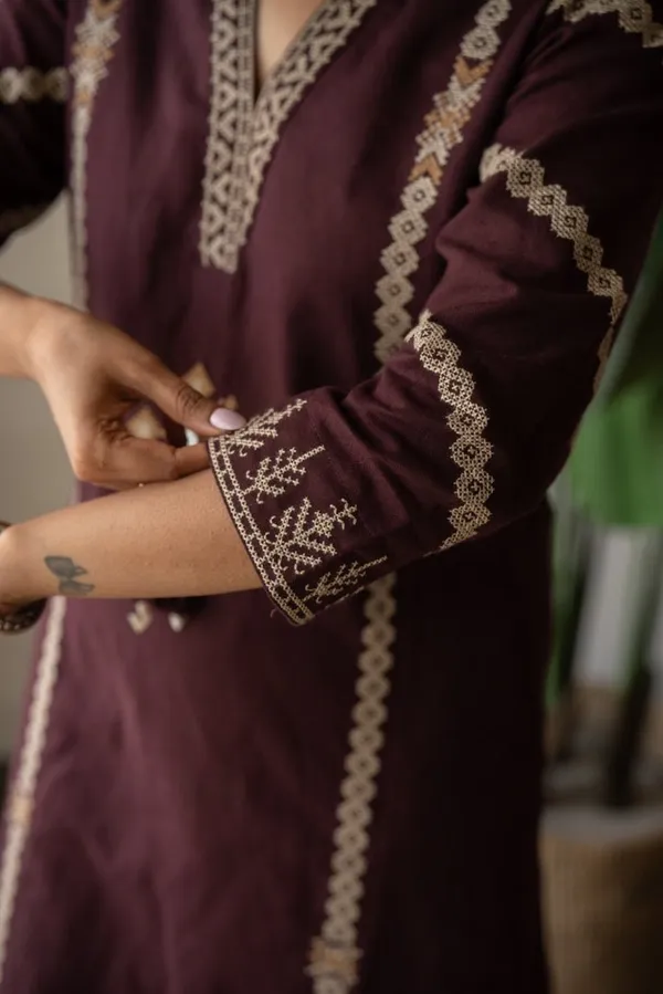 Women_Trendy_Wear_Maroon_Cotton_Embriodered_Straight_Kurta_With_Pant_and_Dupatta