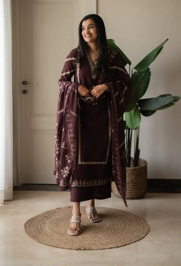 Women_Trendy_Wear_Maroon_Cotton_Embriodered_Straight_Kurta_With_Pant_and_Dupatta