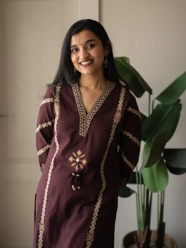 Women_Trendy_Wear_Maroon_Cotton_Embriodered_Straight_Kurta_With_Pant_and_Dupatta