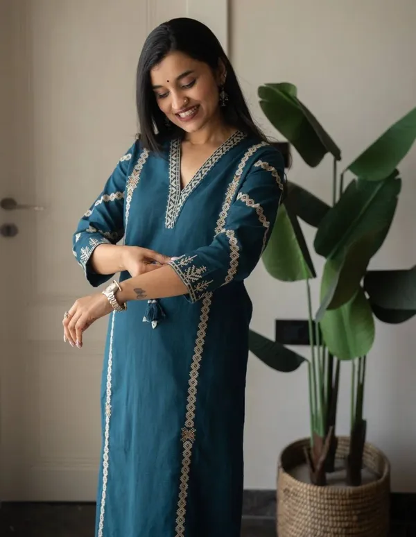 Women_Trendy_Wear_Rama_Cotton_Embriodered_Straight_Kurta_With_Pant_and_Dupatta