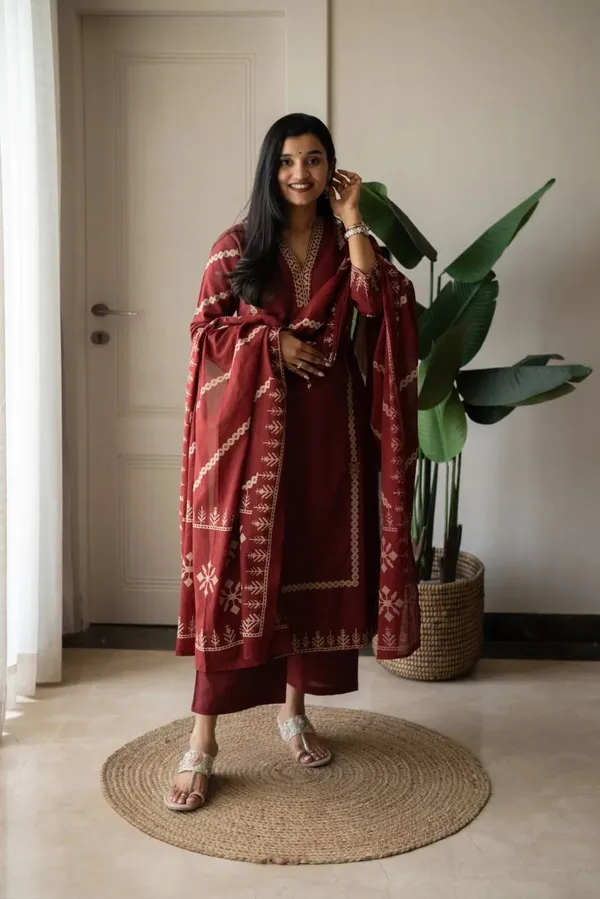 Women_Trendy_Wear_Red_Cotton_Embriodered_Straight_Kurta_With_Pant_and_Dupatta