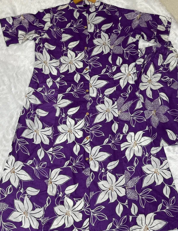 Women_Purple_Floral_Fine_Printed_Cotton_Co-Ord_Set_Aline_Pattern_Paired_With_Ankle_Length_Pant_(Co-Ord_Set)