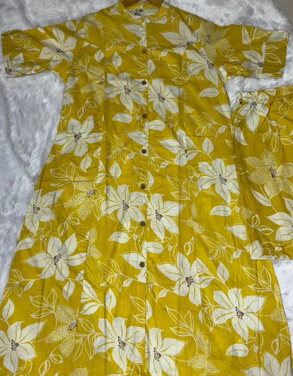 Women_Yellow_Floral_Fine_Printed_Cotton_Co-Ord_Set_Aline_Pattern_Paired_With_Ankle_Length_Pant_(Co-Ord_Set)