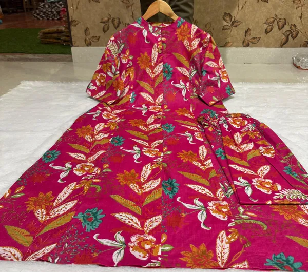 Women_Designer_Aline_Pattern_Printed_Cotton_Pink_Kurta_With_Pant_(Co-Ord_Set)