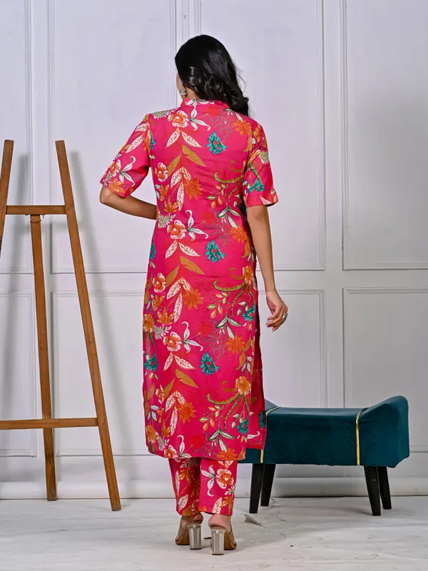 Women_Designer_Aline_Pattern_Printed_Cotton_Pink_Kurta_With_Pant_(Co-Ord_Set)