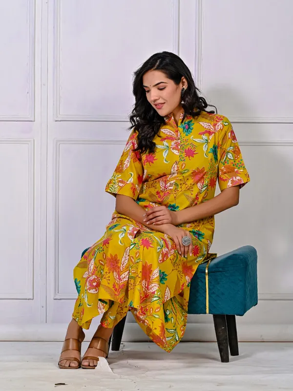 Women_Designer_Aline_Pattern_Printed_Cotton_Yellow_Kurta_With_Pant_(Co-Ord_Set)