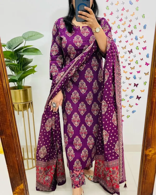 Women_Jaipuri_Straight_Embroidered_And_Floral_Printed_Worked_Cotton_Purple_Kurta_With_Pant_And_Dupatta