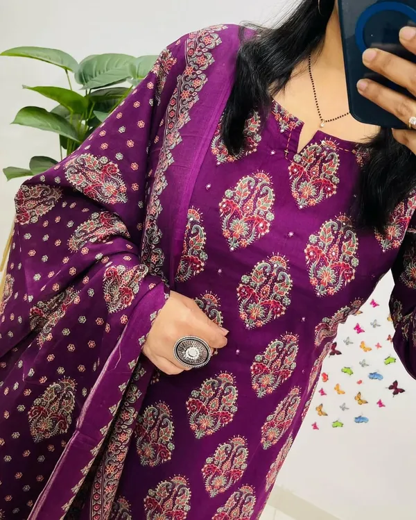 Women_Jaipuri_Straight_Embroidered_And_Floral_Printed_Worked_Cotton_Purple_Kurta_With_Pant_And_Dupatta