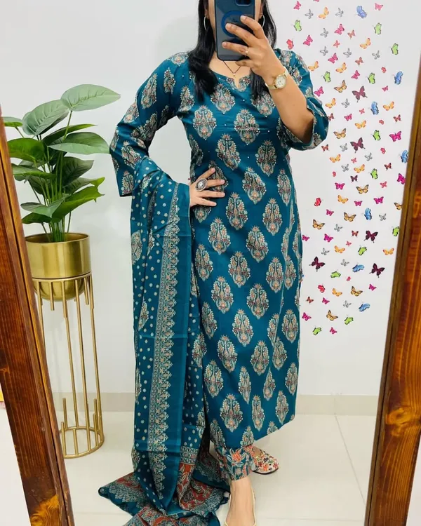Women_Jaipuri_Straight_Embroidered_And_Floral_Printed_Worked_Cotton_Rama_Blue_Kurta_With_Pant_And_Dupatta