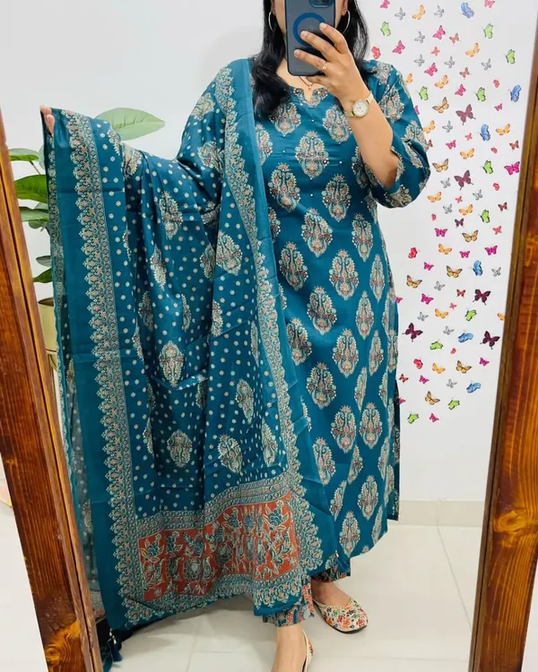 Women_Jaipuri_Straight_Embroidered_And_Floral_Printed_Worked_Cotton_Rama_Blue_Kurta_With_Pant_And_Dupatta