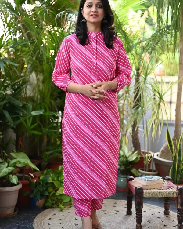 Pink_Lehriya_Sanganeri_Jaipuri_Printed_Cotton_Kurta_With_Pant