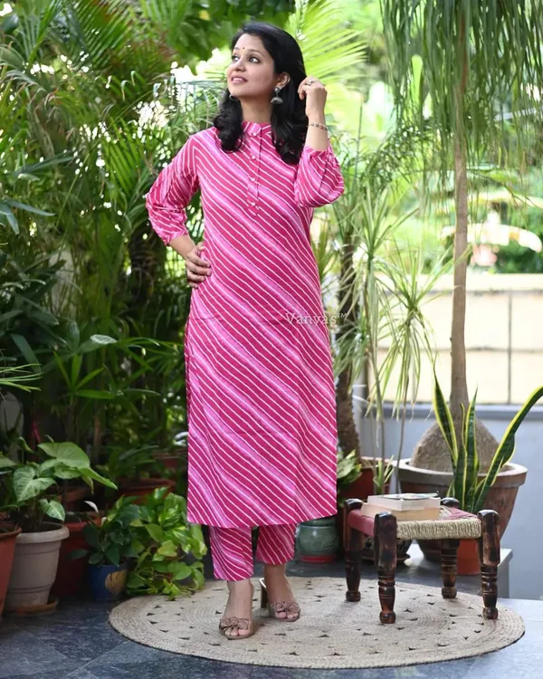 Pink_Lehriya_Sanganeri_Jaipuri_Printed_Cotton_Kurta_With_Pant