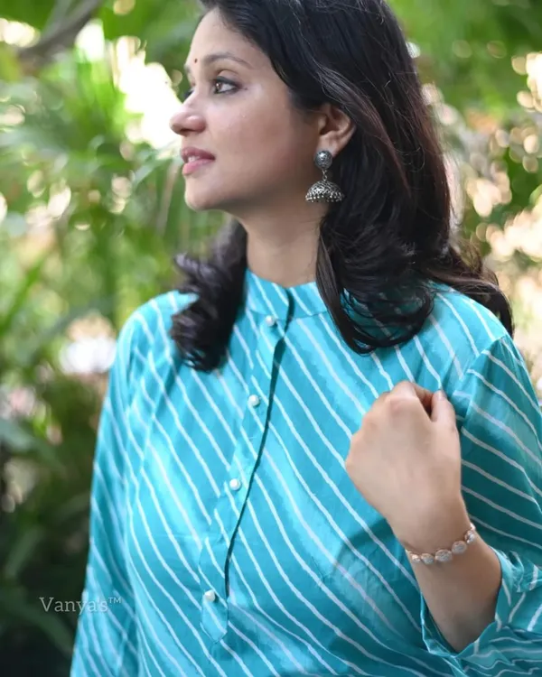 Sky_Blue_Lehriya_Sanganeri_Jaipuri_Printed_Cotton_Kurta_With_Pant