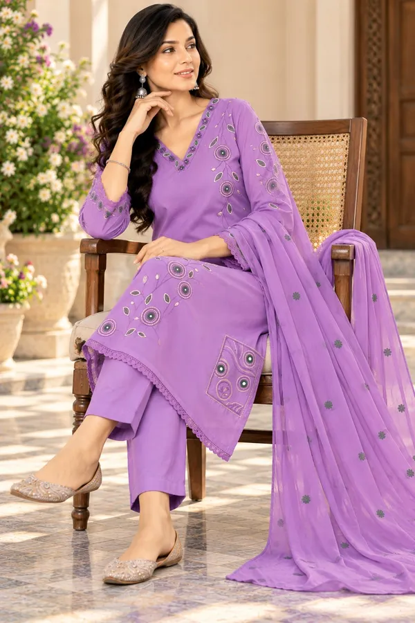 Women_Elegant_Lavender_Embroidered_Cotton_Kurta_With_Pant_and_Dupatta