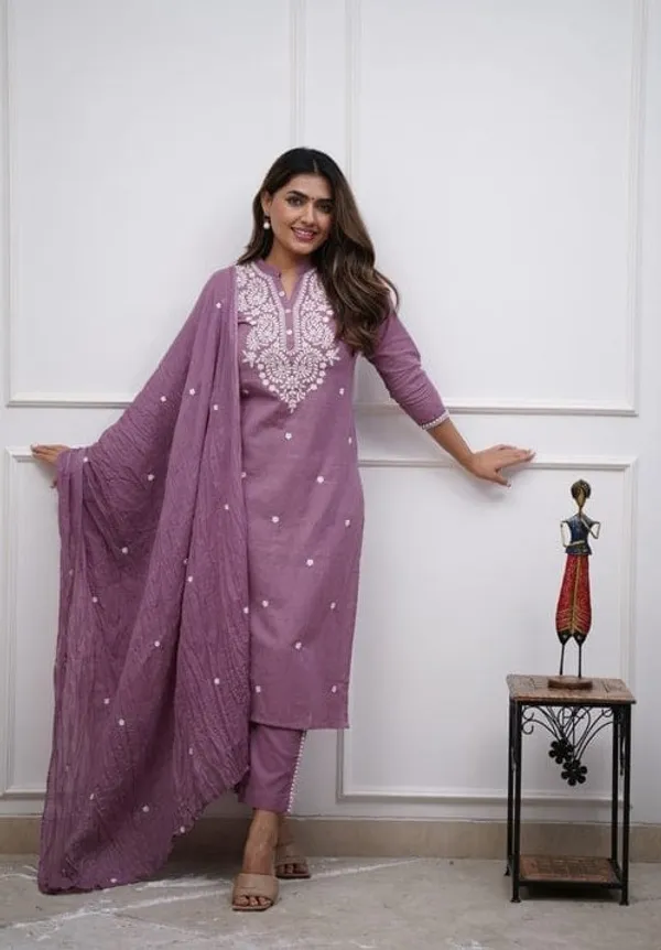 Women_Embroidered_Panel_Worked_Straight_Cotton_Onion_Color_Kurta_With_Pant_And_Dupatta