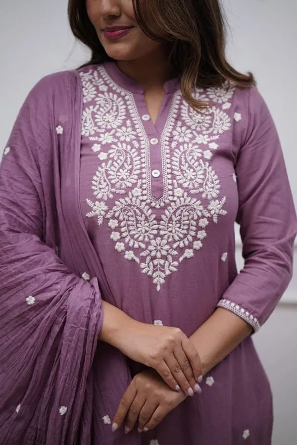 Women_Embroidered_Panel_Worked_Straight_Cotton_Onion_Color_Kurta_With_Pant_And_Dupatta