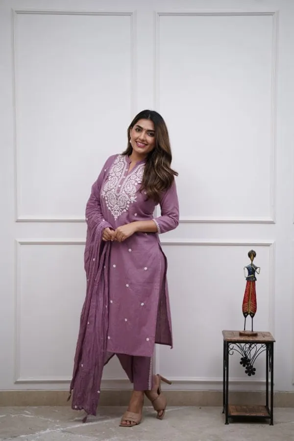 Women_Embroidered_Panel_Worked_Straight_Cotton_Onion_Color_Kurta_With_Pant_And_Dupatta