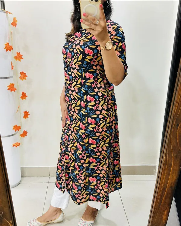 Women_Floral_Printed_Button_Down_Cotton_Multicolor_Kurta_With_White_Pant_/_Cord_Set