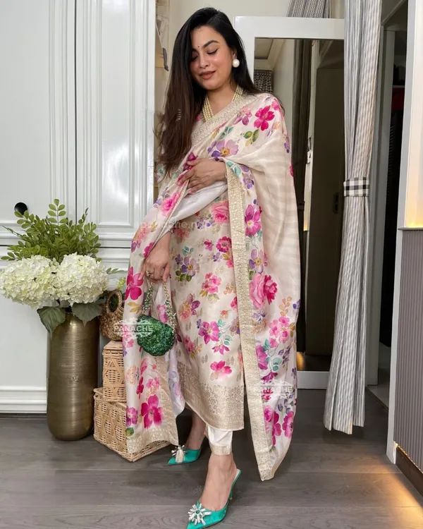 Women_Neck_Embroidery_Banana_Silk_Suit_Set_Shades_Of_Pink_Purple_And_Green_Digitally_Printed_Kurta_Matching_Pant_And_A_Floral_Dupatta