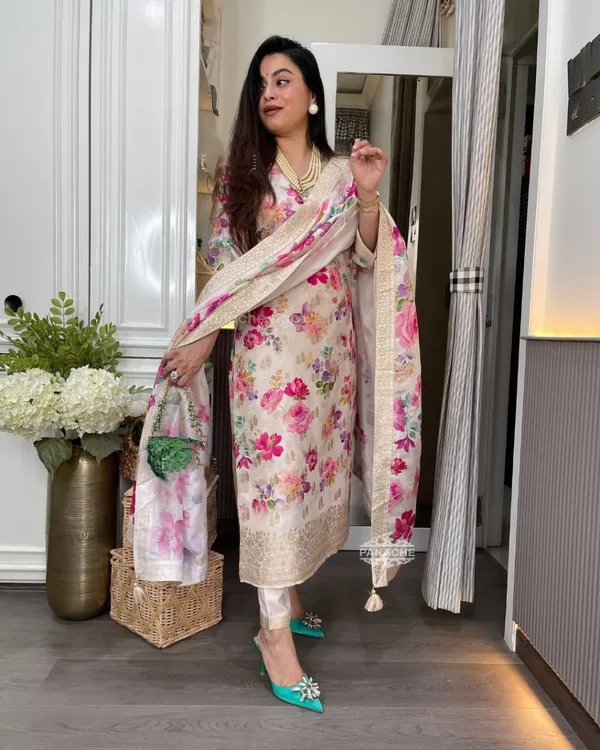 Women_Neck_Embroidery_Banana_Silk_Suit_Set_Shades_Of_Pink_Purple_And_Green_Digitally_Printed_Kurta_Matching_Pant_And_A_Floral_Dupatta