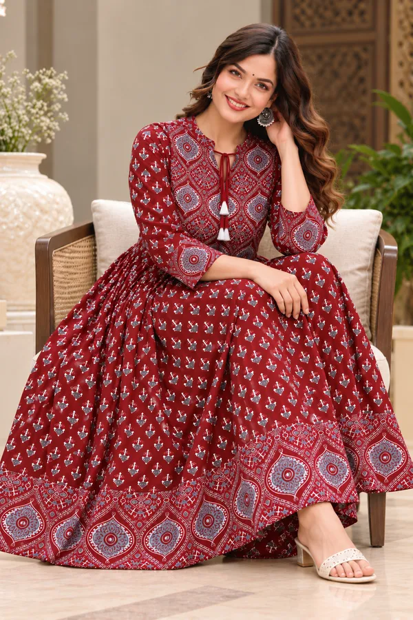 Women_Premium_Traditional_Printed_Rayon_Maroon_Anarkali_Kurti_/_Gown
