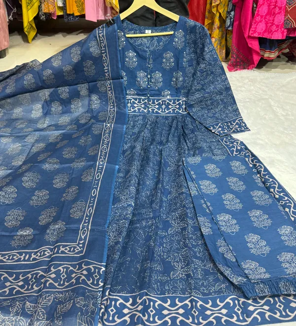 Women_Straight_Sequence_Worked_and_Floral_Printed_Cotton_Blue_Kurta_With_Pant_and_Dupatta