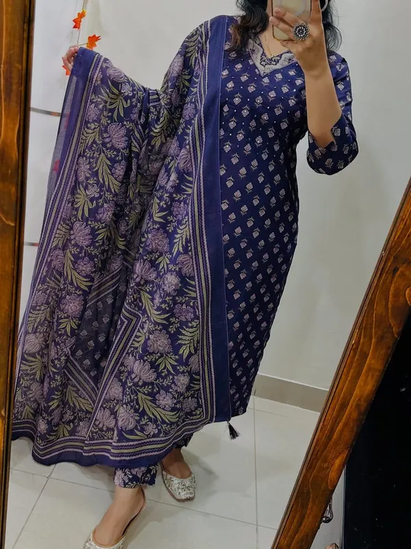 Women_Straight_V_Neck_Floral_Printed_Cotton_Blue_Kurta_With_Pant_And_Dupatta