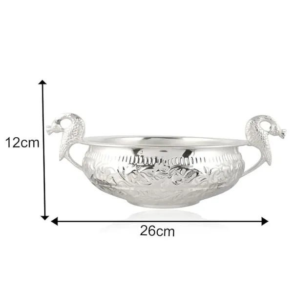 Decorative_Pure_Brass_Silver_Plated_Urli_with_Peacock_Handle